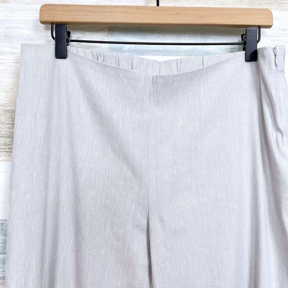 J Jill Linen Stretch Button Hem Ankle Pants Gray Womens MP Medium Petite - Picture 2 of 11